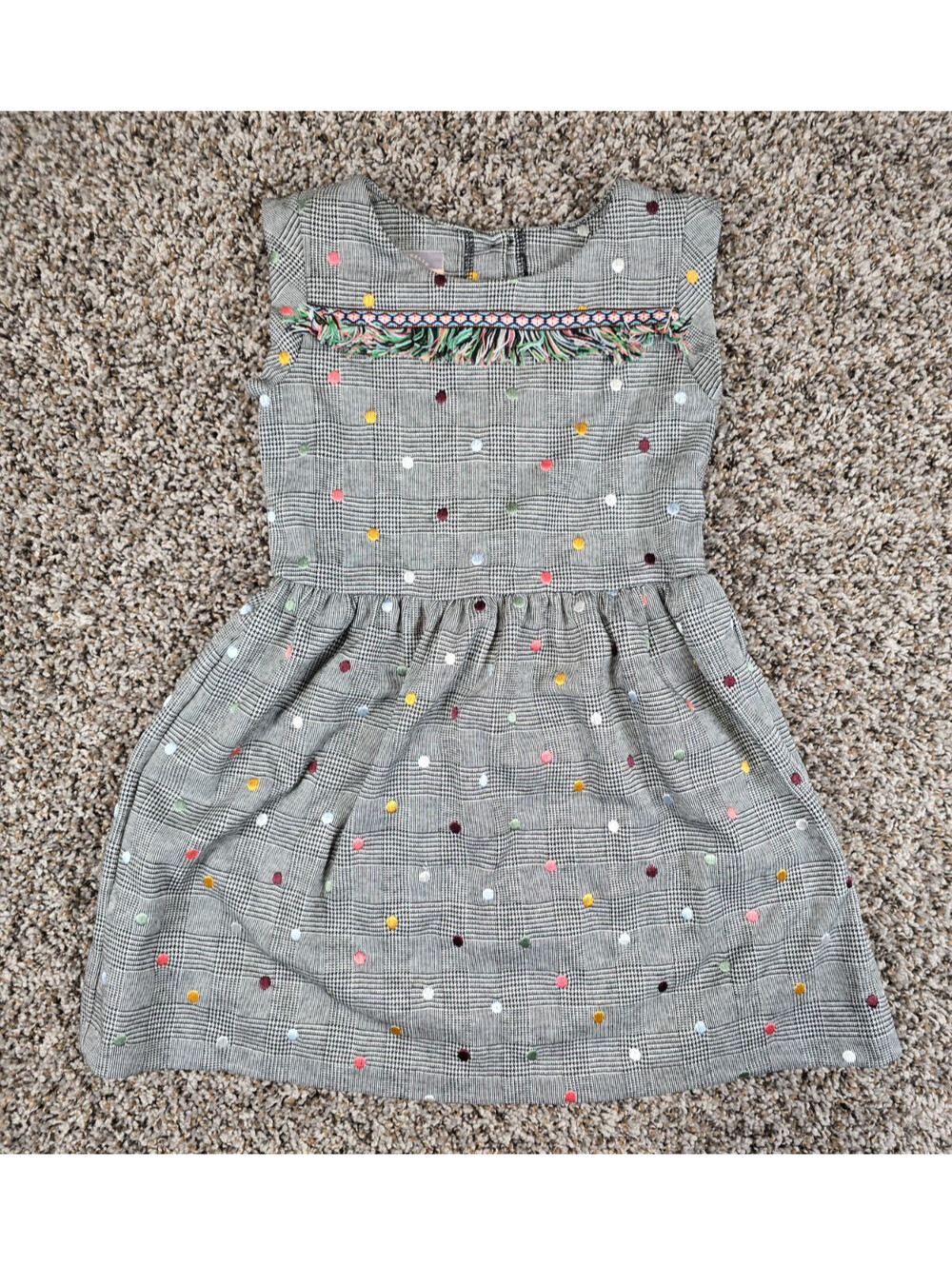 Pastourelle by Pippa & Julie Girls Sz 6 Sleeveless Dress Plaid Polka Dot